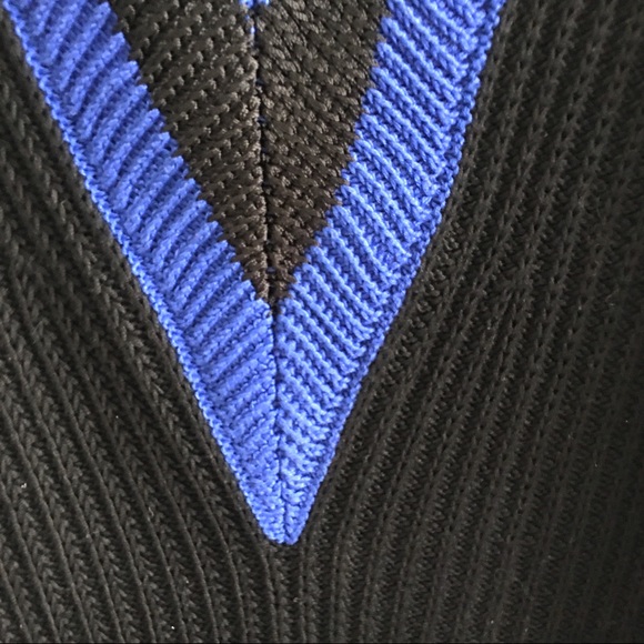 Rag & Bone Black Blue Deep V Neck Talia Sweater - Picture 6 of 8